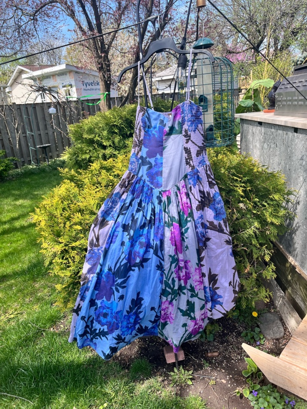 Free People Floral Spaghetti Strap maxi Dress in Lavender and Blue - Picture 3 of 8